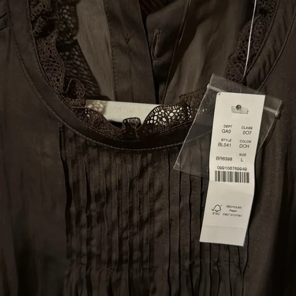 NWT Jcrew Dark Brown Silky Blouse L - Picture 6 of 9